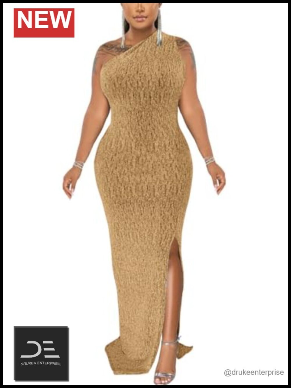 One Shoulder High Split Formal Maxi Dress Sleeveless Bodycon
